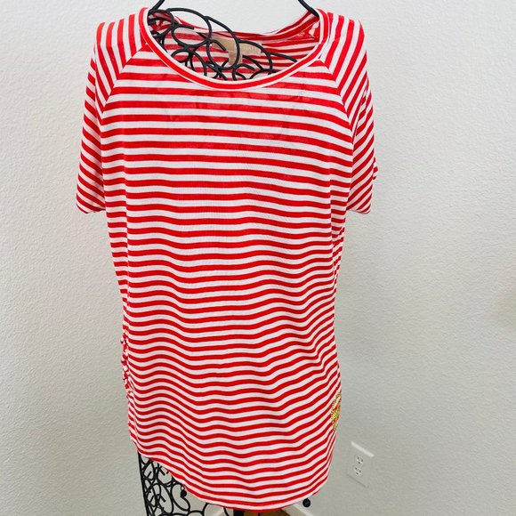 MICHAEL KORS Top M short sleeve red white gold - Picture 1 of 13